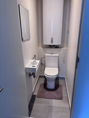 Douche, sèche-cheveux, savon, shampoing