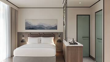 Lyxrum - 1 kingsize-säng - utsikt mot staden | Skrivbord och gratis wi-fi