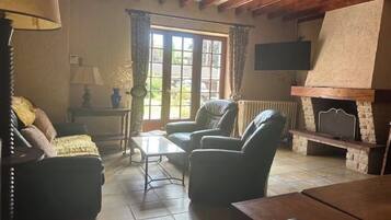 Televisión, chimenea