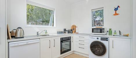 Fridge, microwave, oven, dishwasher