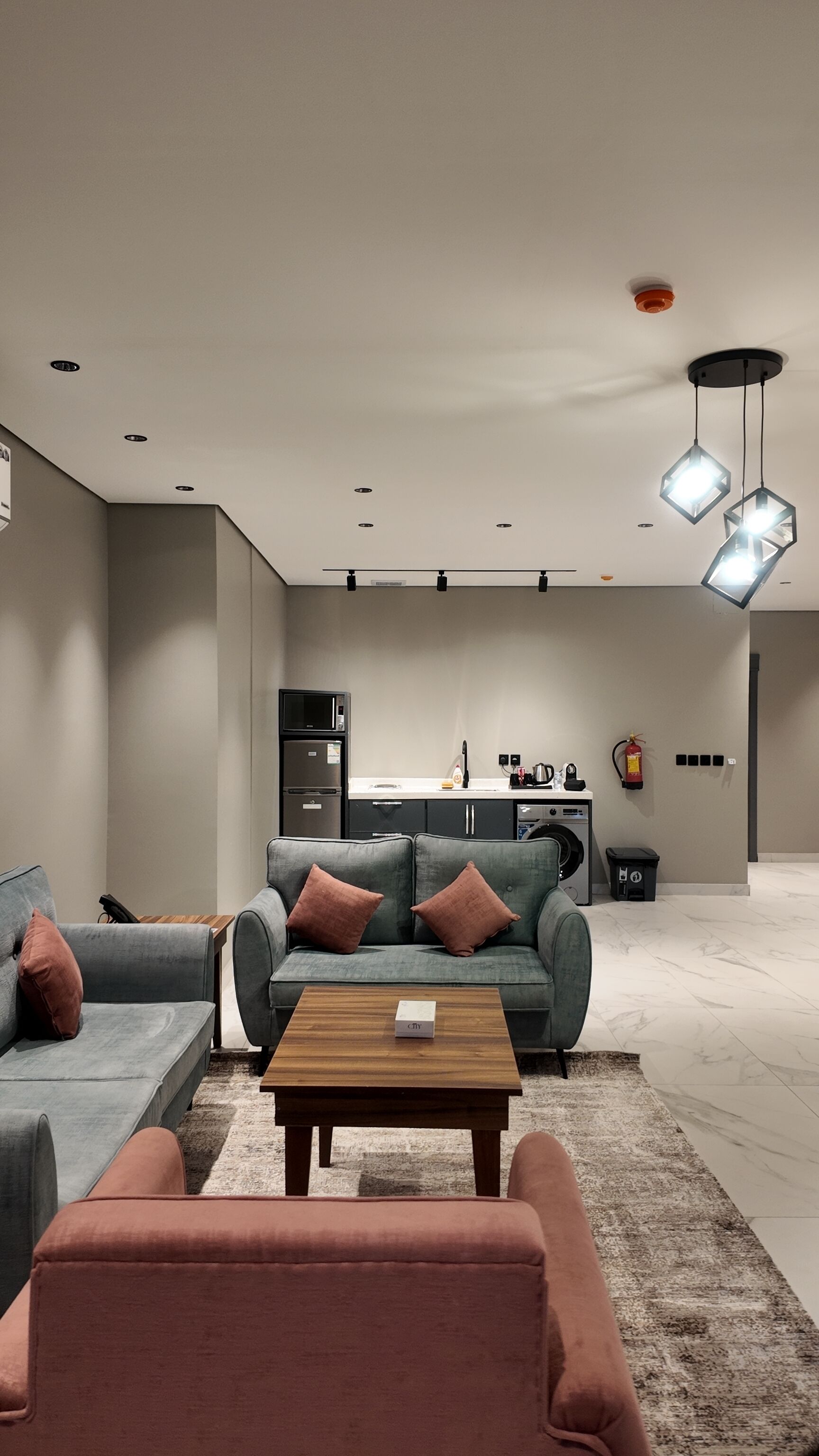 Een 42-inch smart-tv met satellietzenders en een open haard