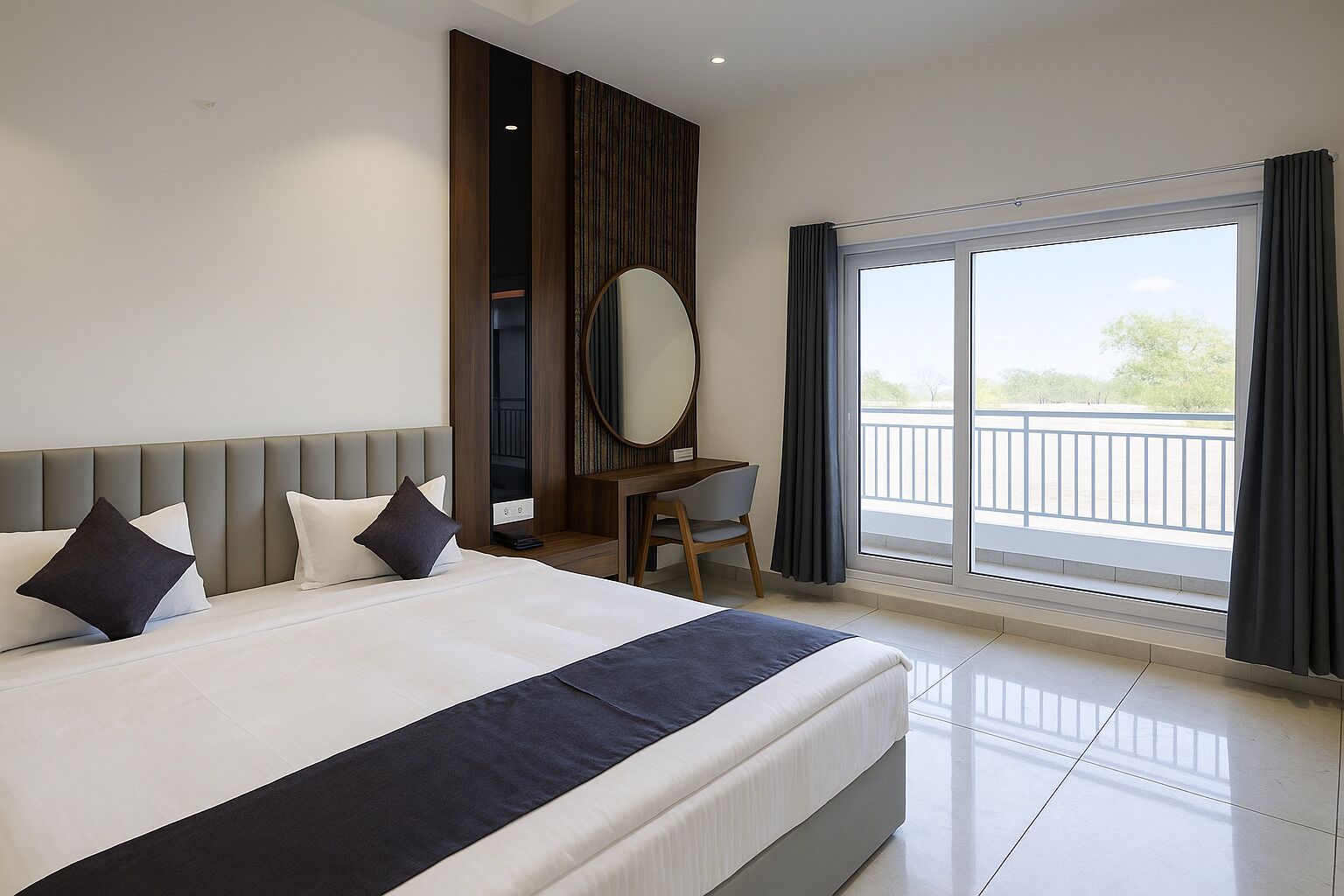 尊榮客房, 浴缸, 泳池景觀 | 低過敏寢具、獨特裝潢、布置獨特、書桌