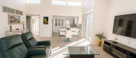 TV, fireplace, video games, stereo