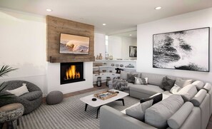 TV, fireplace, offices - Oceanfront Ventura Home with Hot Tub Sleeps 6 (Ventura)