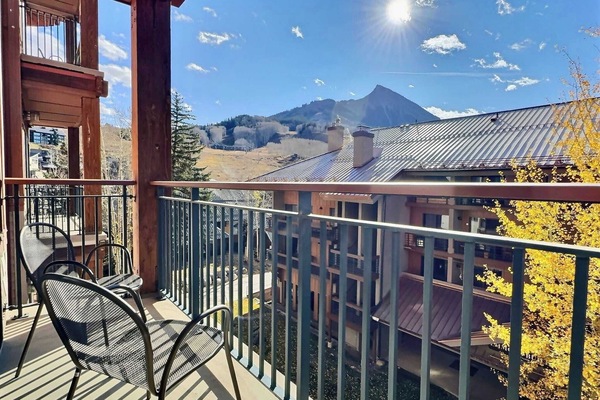 Balcony to check the mountain conditions! | Listed with @BookTraverse