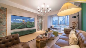 Family Suite, 3 Bedrooms, Non Smoking, City View | Living room - Book and Bed - North Bund (Shanghai)