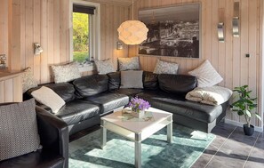 TV, fireplace - Cozy home in Tarm with sauna (Tarm)