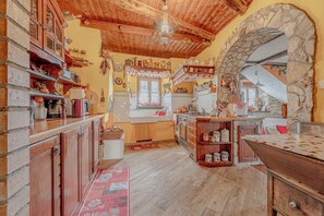 Family House, Multiple Bedrooms (Holiday Home Rozina) | Private kitchen | Fridge, microwave, oven, stovetop - Holiday Home Rozina (Sezana)