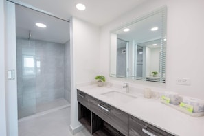 Shower, hair dryer, towels - 10th Floor Studio ON Beach w/Parking @ ESJ (Carolina)