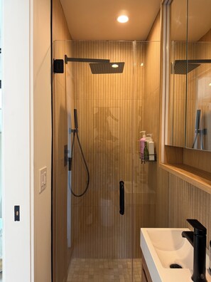 淋浴设施、吹风机、毛巾、肥皂