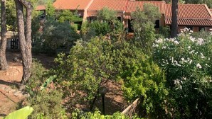 A coastal property with Mediterranean-style buildings, lush greenery, and a clear view of the sea. - Apartment 'Villa Marina' with Sea View, Shared Pool and Air Conditioning (Pula)