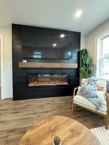 Modern 2BR Retreat near Boston – Parking, Smart TV, Fireplace & Luxe Rain Shower