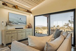 TV, offices - Shadow House • Serene Escape, Views, 10-Acres, Spa (Joshua Tree)