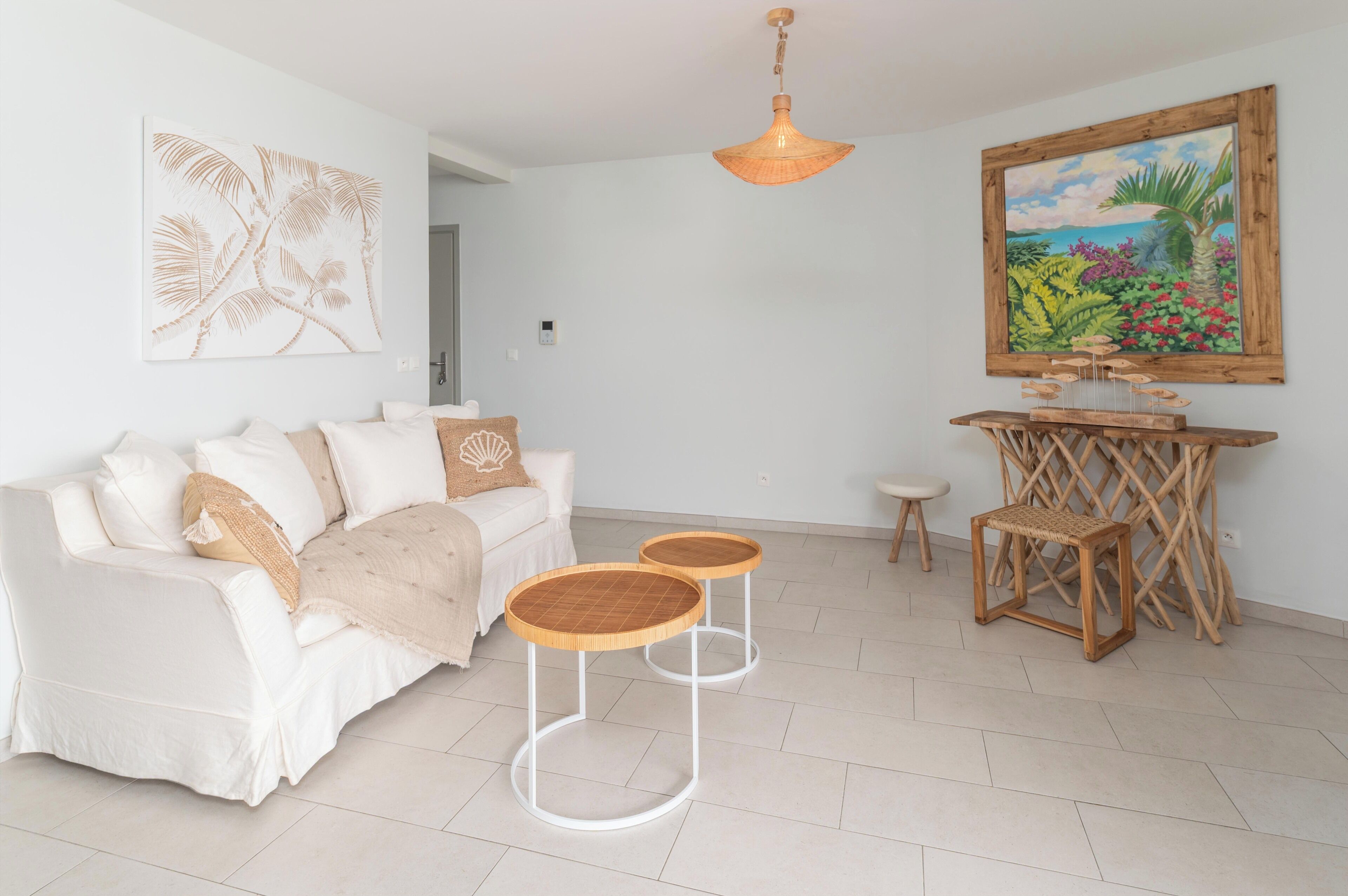 Deluxe appartement, uitzicht op zee | Woonruimte