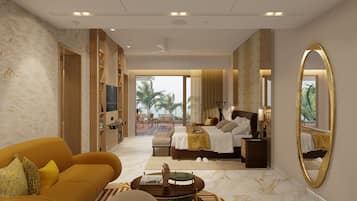 Junior Suite, 1 King Bed, Non Smoking, Balcony | Minibar, desk, free WiFi, bed sheets