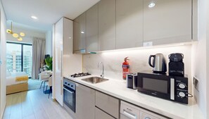 Coffee/tea maker, fridge, microwave, oven - Luxurious Studio l Free Pool, Gym Access l  Meydan (Meydan)