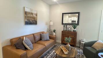 Smart TV, chimenea y libros