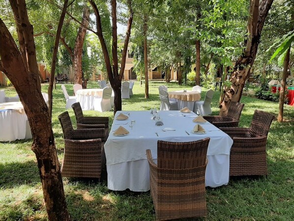 Outdoor banquet area