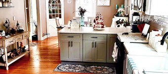 One private bedroom with work space and shared home with spa.