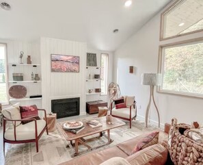 Smart TV, fireplace, video games, books