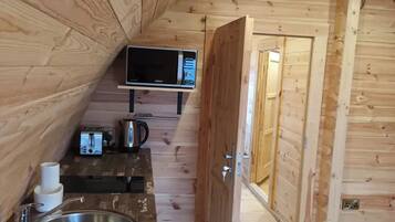 Fridge, microwave, stovetop, high chair