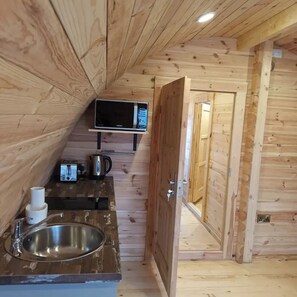 Fridge, microwave, stovetop, highchair