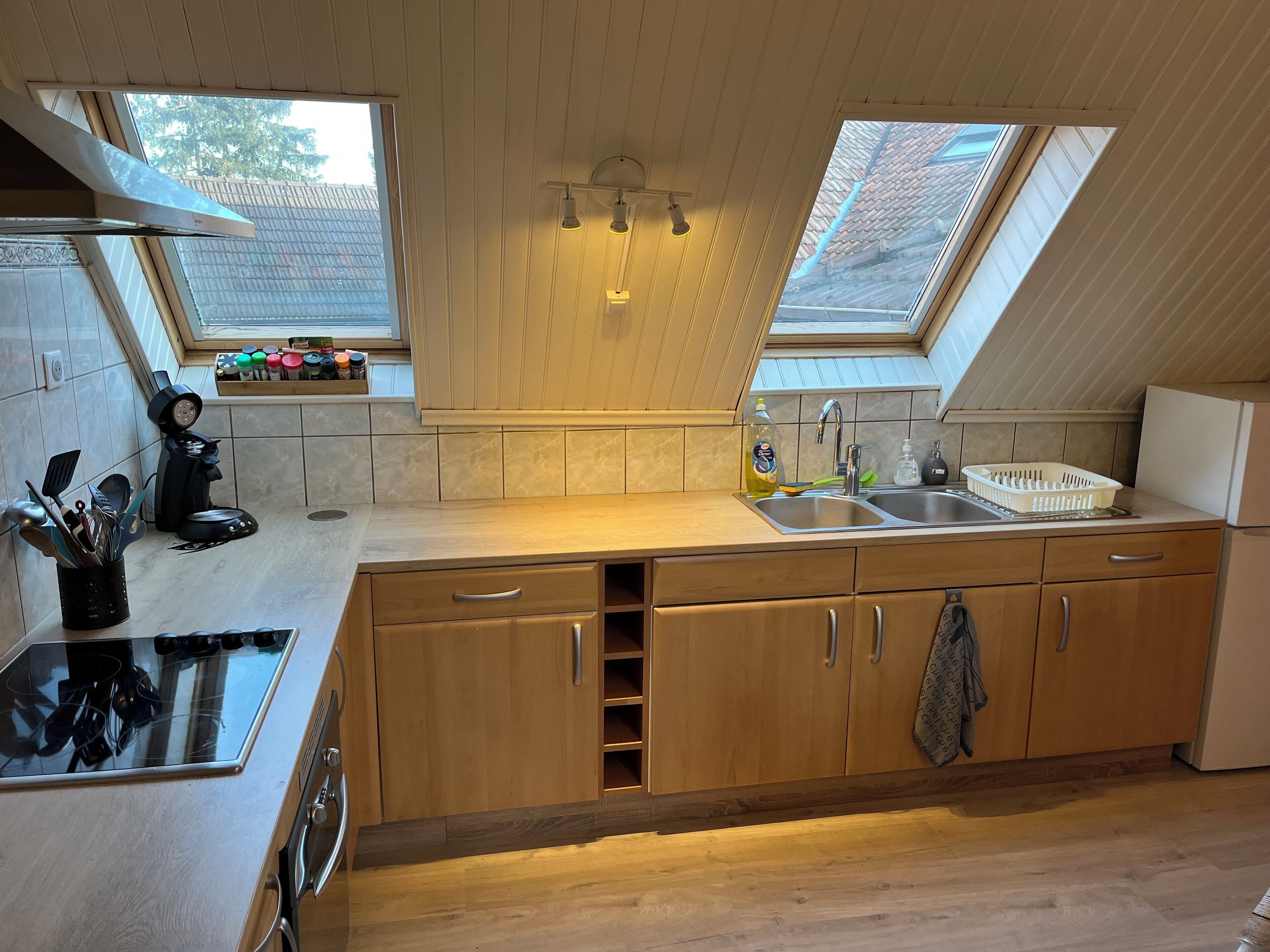 Microondas, horno, placa de cocina