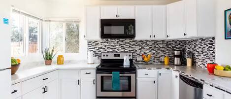 Microwave, oven, stovetop, dishwasher