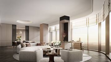 Phòng Suite Presidential, 1 giường cỡ king | Chăn bông, két bảo mật tại phòng, bàn, màn/rèm cản sáng