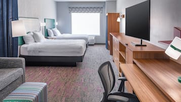 Individually furnished, desk, laptop workspace, blackout curtains