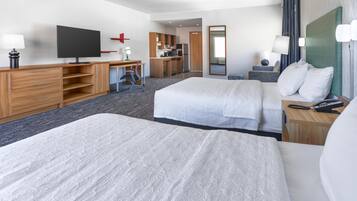 Individually furnished, desk, laptop workspace, blackout drapes
