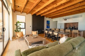 Family Penthouse, 3 Bedrooms, Beach View, Beachfront | Living area | TV - Punta Peninsula (Bahía Kino)