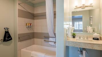 Secador de cabelo, toalhas de banho