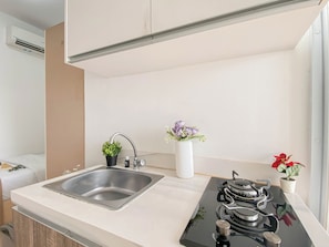 Standard Apartment | Private kitchen - Basic Studio Apartment At Vittoria Residence (Jakarta)