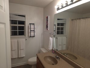 Regadera, secadora de cabello, toallas, jabón