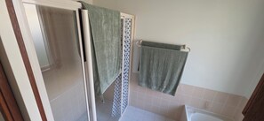 Ducha, toallas y papel higiénico
