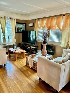 TV, fireplace - Tranquil beautiful 3-bedroom house conveniently located! Quiet area/ amenities! (Stoneham)