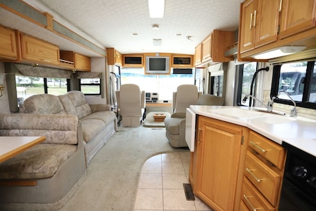 Interior. Delightful Motor Home w/ AC in a very private, quiet location in Rough and Ready