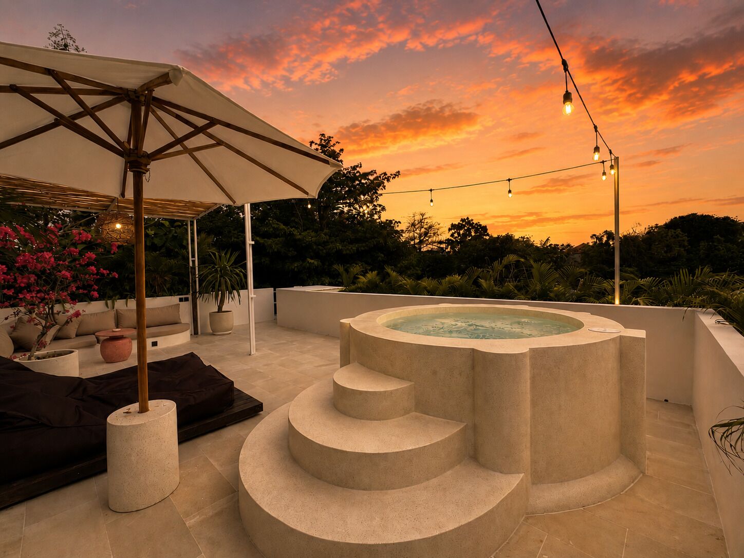 Appartamento Luxury, 1 letto king, idromassaggio, vista piscina | Bagno | Doccia, asciugacapelli, accappatoio, asciugamani