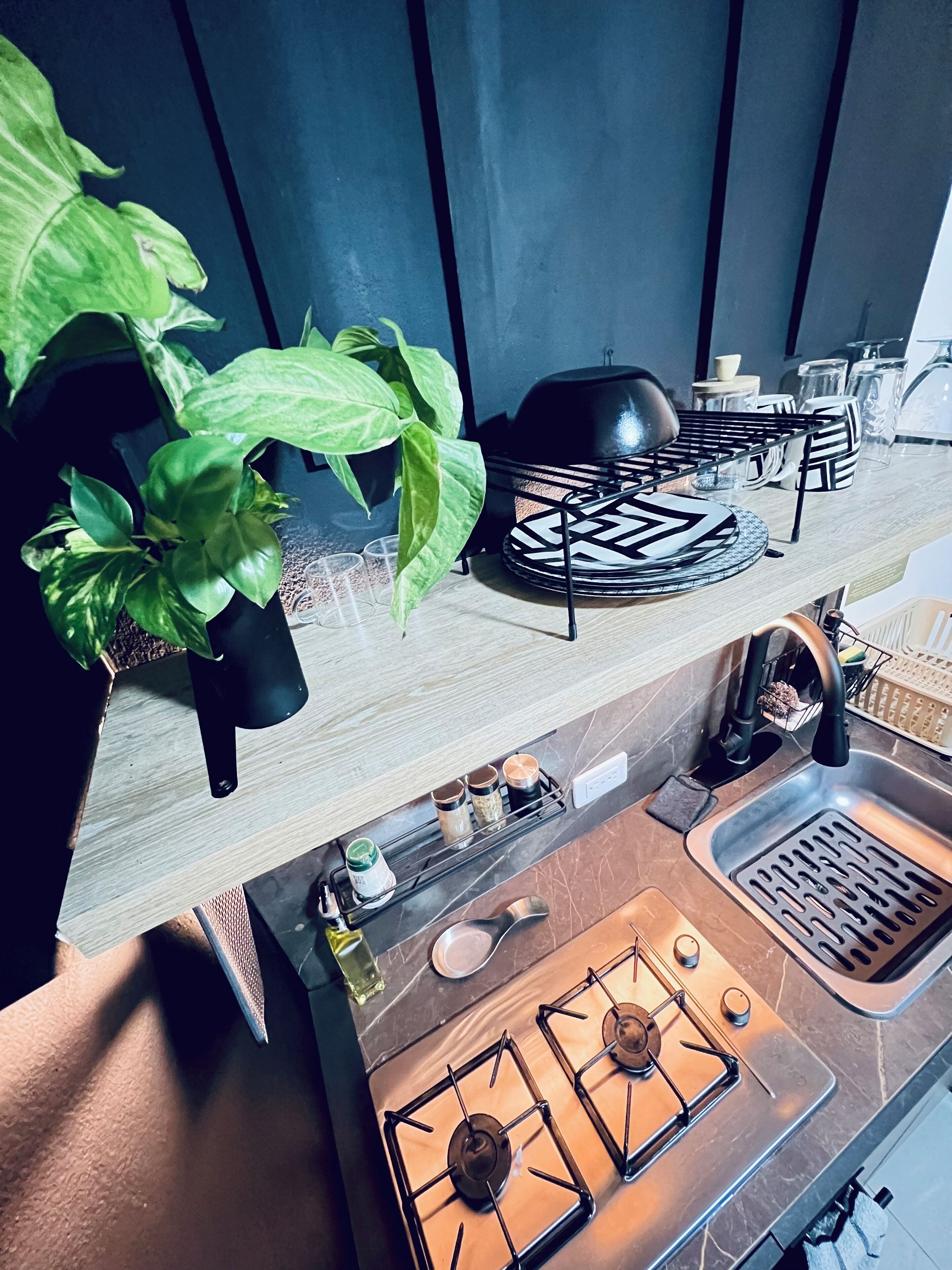 Kjøleskap, kokeplater, kaffetrakter/tekoker og kjøkkenutstyr