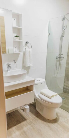 Shower, hair dryer, towels, soap - Luxury penthouse with private jacuzzi and spectacular view. (Santo Domingo)