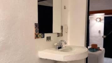 Double Room | Bathroom | Shower, hair dryer, towels, soap