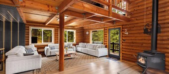 Log cabin with Mountain View,Jacuzzi, Pool Table and winter snow. 8ac No  CCR