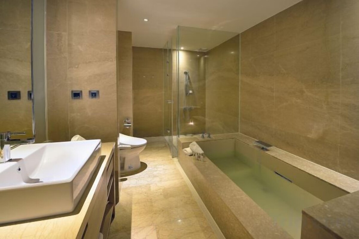 Bathroom | Hair dryer, slippers, shampoo