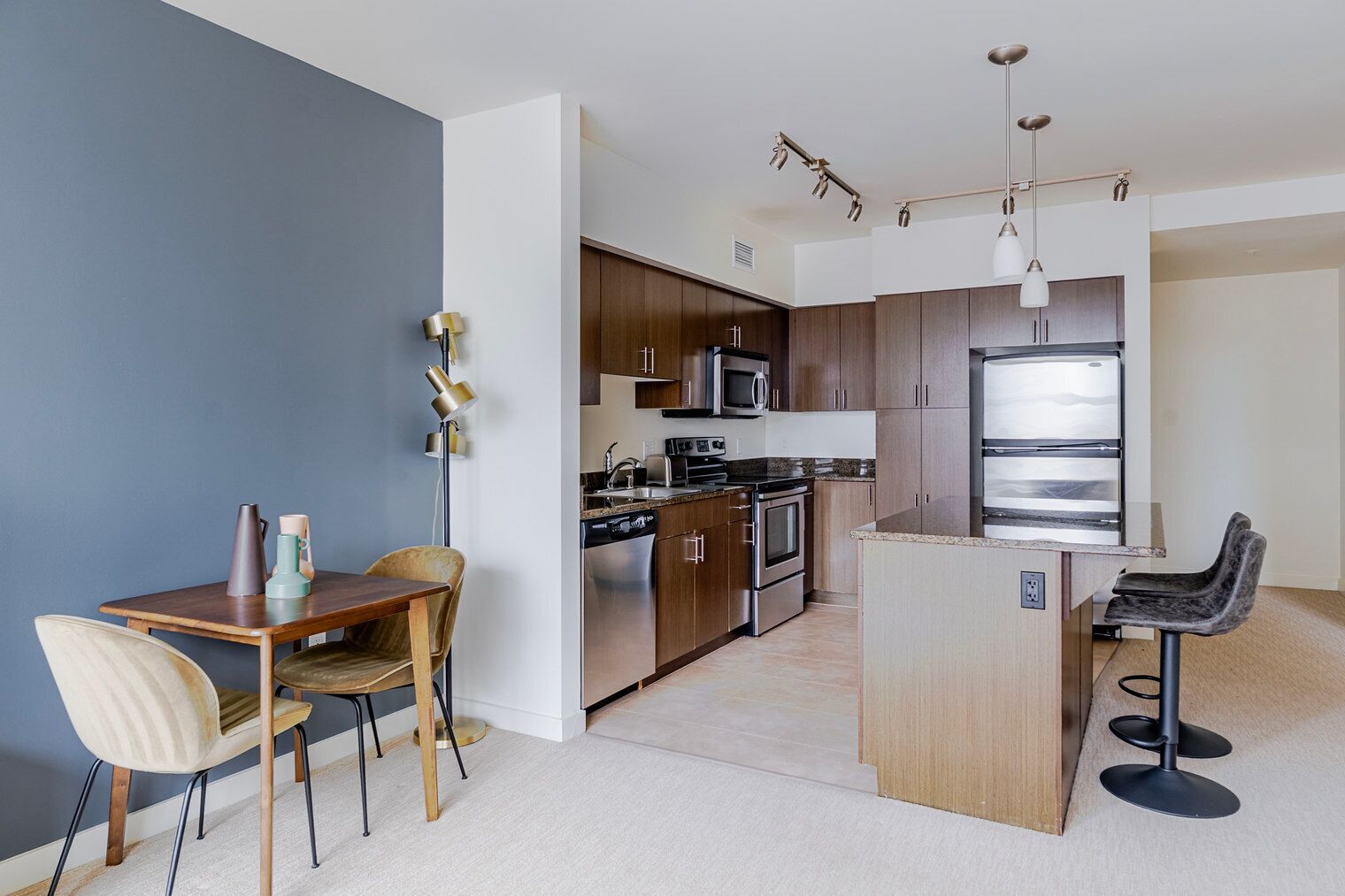 Fridge, microwave, oven, dishwasher