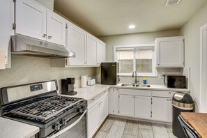 Fridge, microwave, stovetop, coffee/tea maker - Explore LA & Long Beach: Compton Condo w/ Patio (Compton)