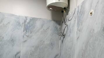 Shower, towels, soap, shampoo