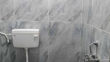 Shower, towels, soap, shampoo