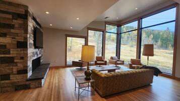 TV, fireplace, offices