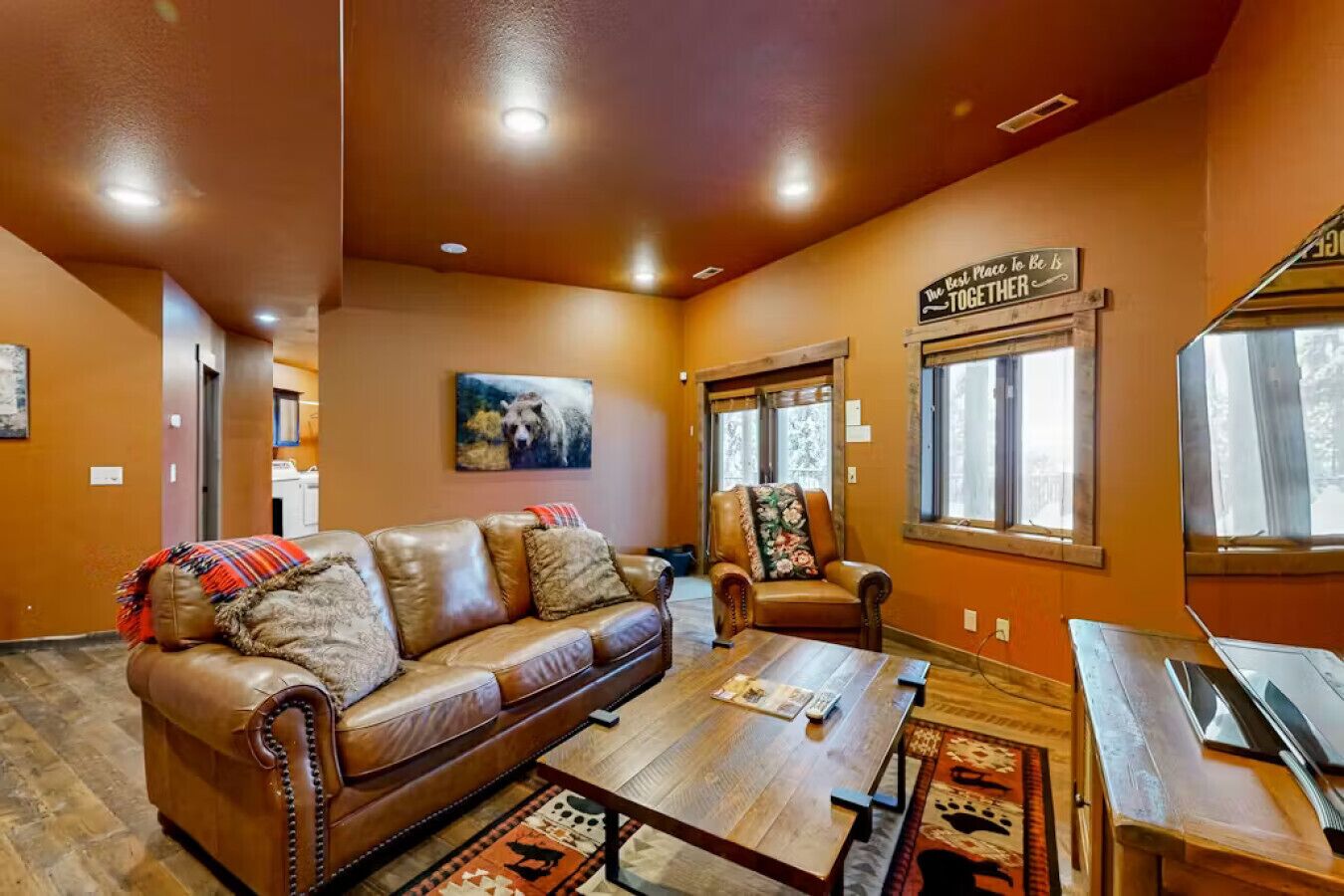 TV, fireplace